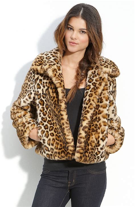 leopard print fluffy coat|faux fur leopard jacket nordstrom.